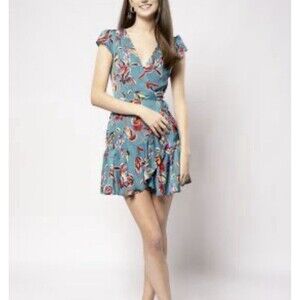 Zara Women’s Mini Wrap Floral Dress Small Silk Effect Multicolor Party Holiday